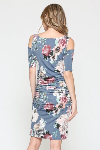 LaClef Women's Cold Shoulder Maternity Midi Dress - 4