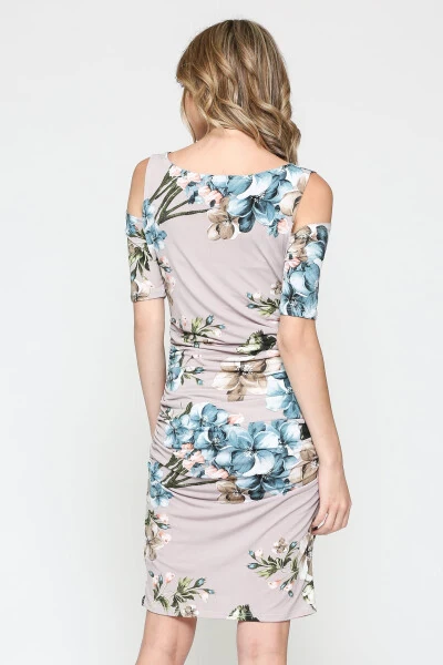 LaClef Women's Cold Shoulder Maternity Midi Dress - 4