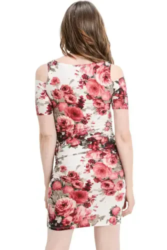 LaClef Women's Cold Shoulder Maternity Midi Dress - 3