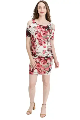 LaClef Women's Cold Shoulder Maternity Midi Dress - 4