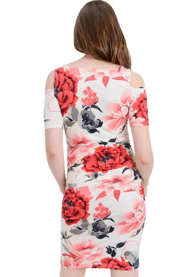 LaClef Women's Cold Shoulder Maternity Midi Dress - 4