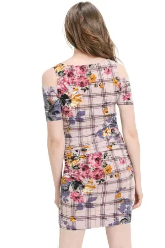 LaClef Women's Cold Shoulder Maternity Midi Dress - 4