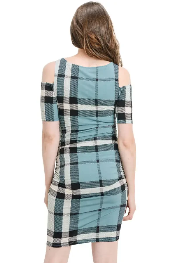 LaClef Women's Cold Shoulder Maternity Midi Dress - 3