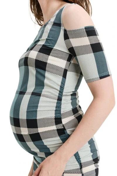 LaClef Women's Cold Shoulder Maternity Midi Dress - 5