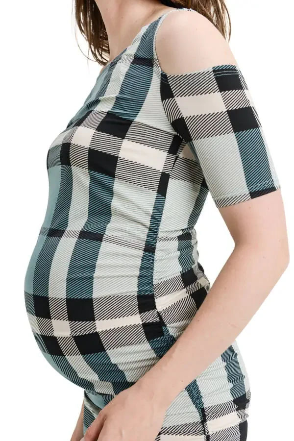 LaClef Women's Cold Shoulder Maternity Midi Dress - 5