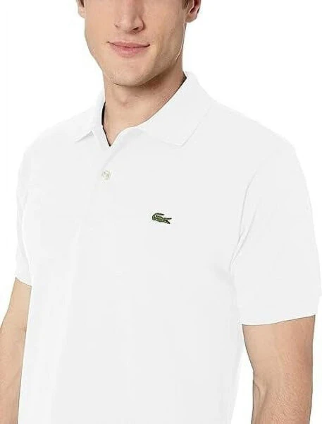 Lacoste erkaklar klassik pike 100% paxta qisqa yengli polo oq XL o'lcham - 4