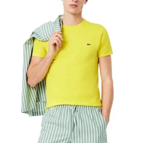 Lacoste Men's Short Sleeve Pima Jersey Crew Neck Tee 