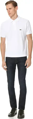 Lacoste Short Sleeve Jersey Interlock Regular Fit Mens Polos Size S, Color: White - 3
