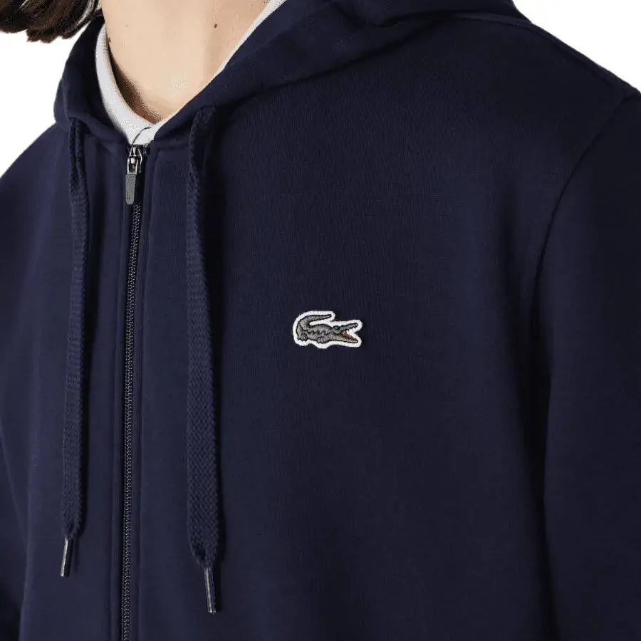 Lacoste Mens Sport Long Sleeve Fleece Full Zip Hoodie Sweatshirt Medium Navy Blue/Navy Blue - 5