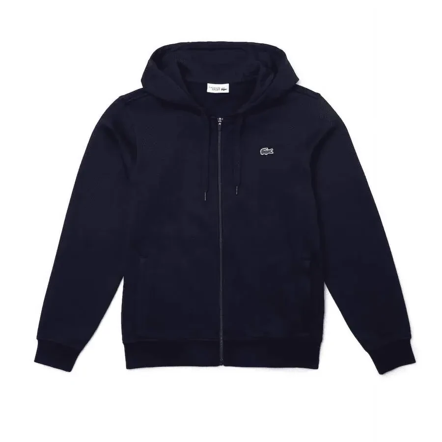 Lacoste Mens Sport Long Sleeve Fleece Full Zip Hoodie Sweatshirt Medium Navy Blue/Navy Blue - 8