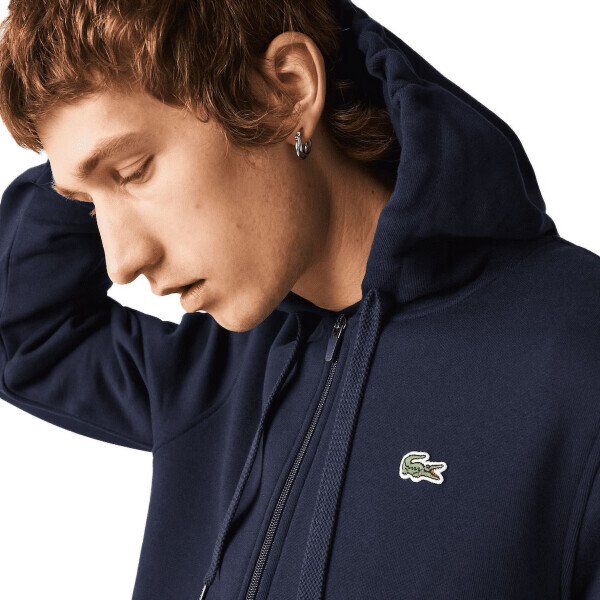 Lacoste Mens Sport Uzun Yengli Fleece Tam Fermuarlı Kapüşonlu Svitşört Orta Boy Navy Blue/Navy Blue - 4