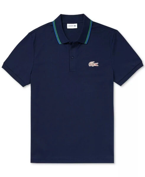 Lacoste NAVY BLUE erkaklar uchun Regular-Fit Ribbed Polo ko'ylak, US Large - Modazone