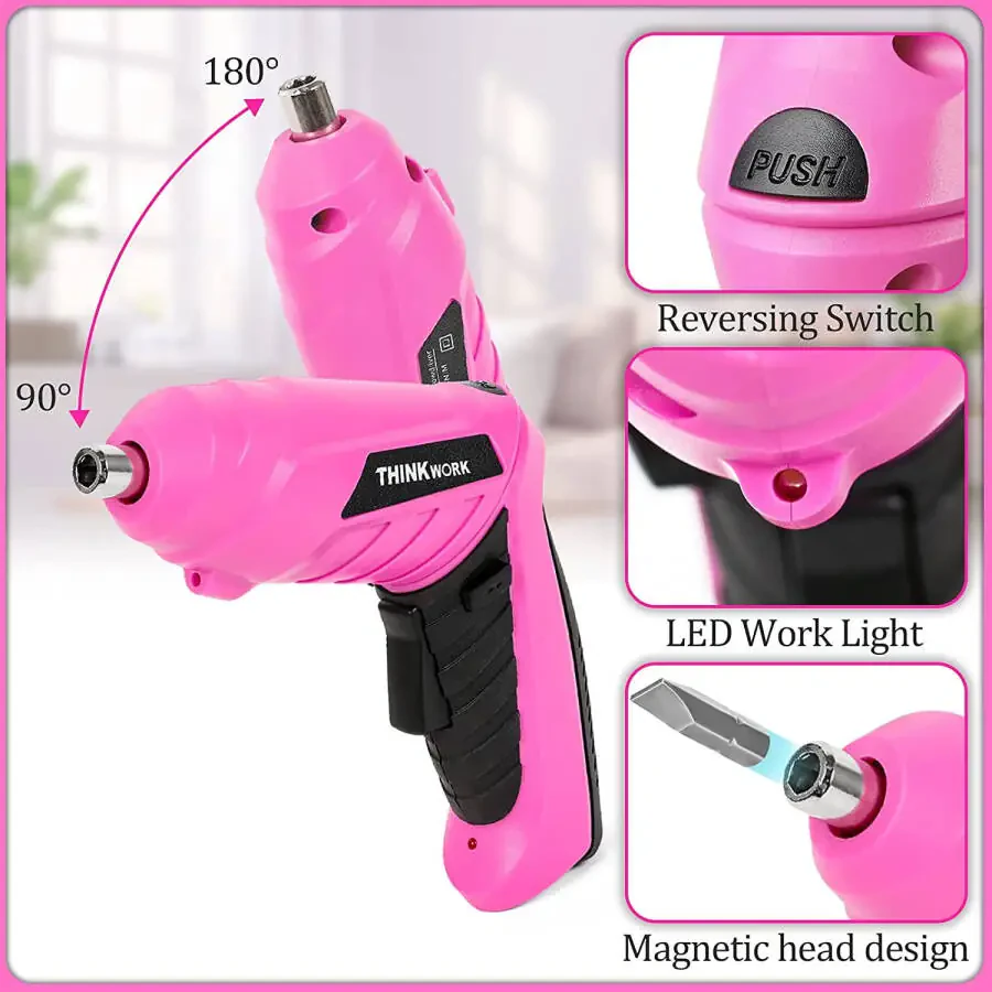 Ladies 40-Piece Pink Tool Set Made By Thinkwork TW6063 - 6