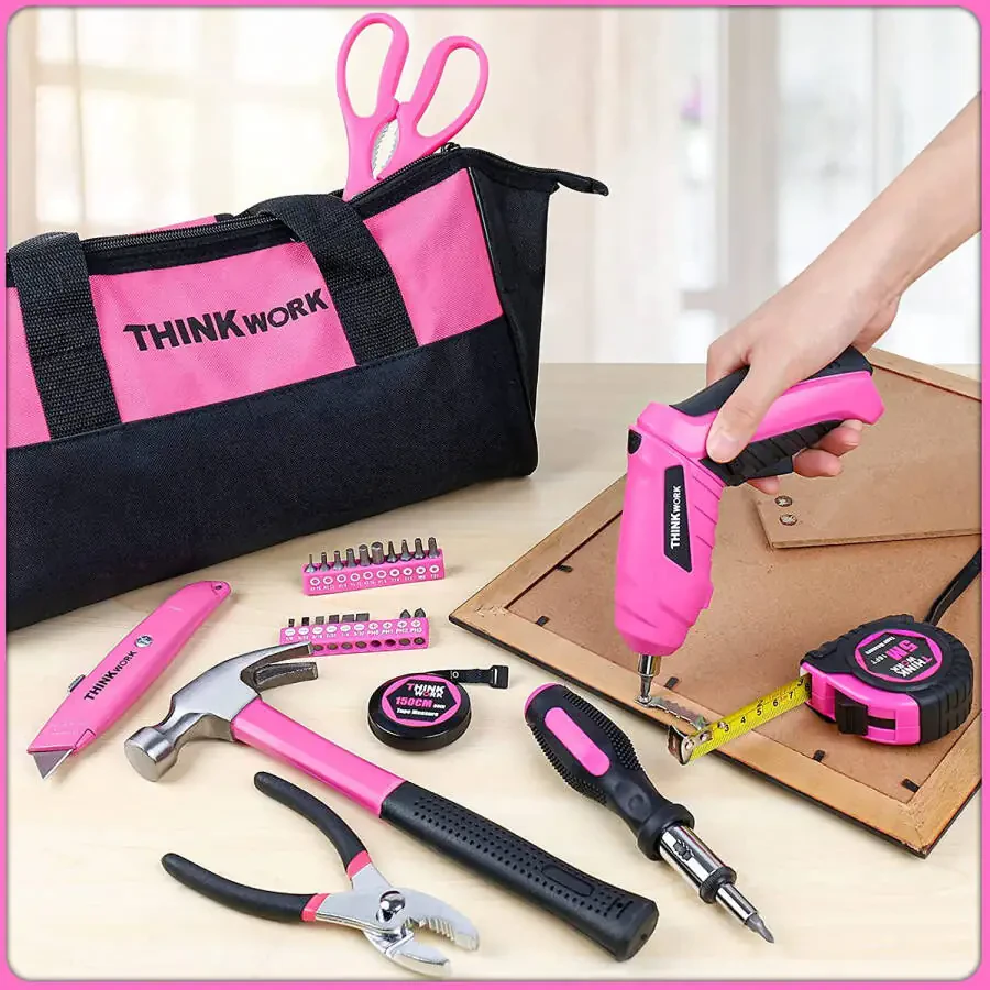 Ladies 40-Piece Pink Tool Set Made By Thinkwork TW6063 - 8