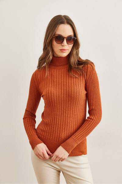 Ladies Copper Fisherman's Neck Soft Textured Knitted Sweater KZK-19000918 - OLALOOK (1)