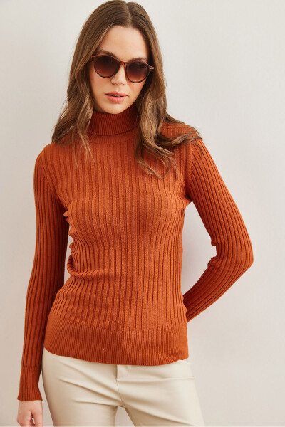 Ladies Copper Fisherman's Neck Soft Textured Knitted Sweater KZK-19000918 - 3