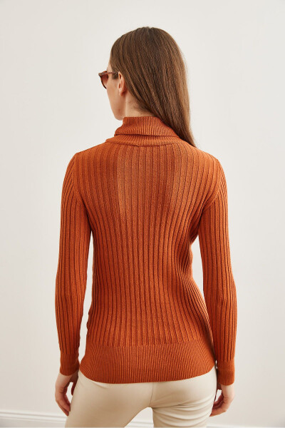 Ladies Copper Fisherman's Neck Soft Textured Knitted Sweater KZK-19000918 - 6