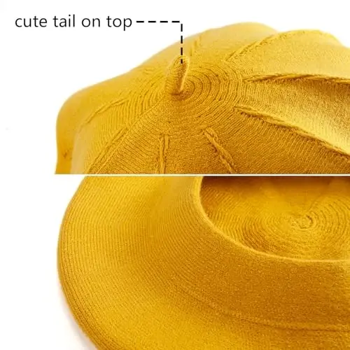 LADYBRO 2 Layers French Beret Hats for Women Wool Cute Warm Knit Beanie Cap | Reversible dual-sided design wearable on both sides, One size fits most, for dating, party, daily outdoor & holiday matching - 6