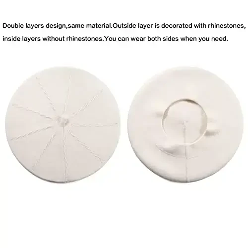 LADYBRO 2 Layers French Beret Hats for Women, Wool Soft Warm Cable Knit Beanie Cap - 5