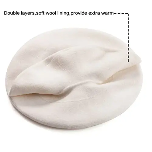 LADYBRO 2 Layers French Beret Hats for Women Wool Cute Warm Knit Beanie Cap | Reversible dual-sided design wearable on both sides, One size fits most, for dating, party, daily outdoor & holiday matching - 6