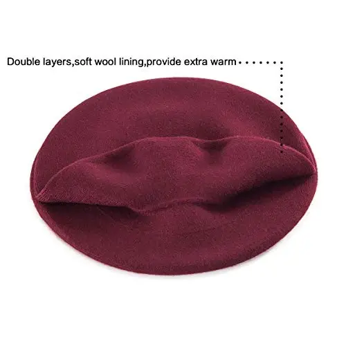 LADYBRO Rhinestone Beret Hats for Women 2 Layers Wool French Knit Cap Lady Winter - 3