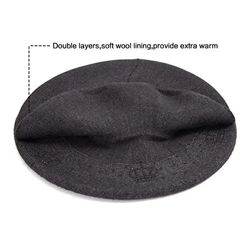 LADYBRO Rhinestone Beret Hats for Women 2 Layers Wool French Knit Cap Lady Winter - 3