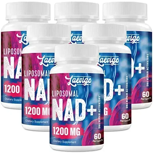 Laevigo 1200mg Liposomal NAD+ Supplement, Ultra Purity Actual NAD Supplement, Enhanced Absorption, Boosting NAD+, Age Defense, Energy, Metabolic Repair, 360 Softgels - LAEVIGO