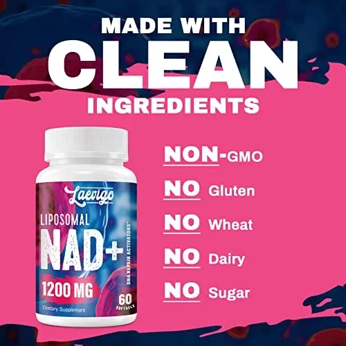 Laevigo 1200mg Liposomal NAD+ Supplement, Ultra Purity Actual NAD Supplement, Enhanced Absorption, Boosting NAD+, Age Defense, Energy, Metabolic Repair, 360 Softgels - 4