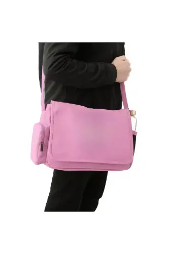 LAGOM MODA Streetwear Unisex Green Messenger Bag-Pink - 1