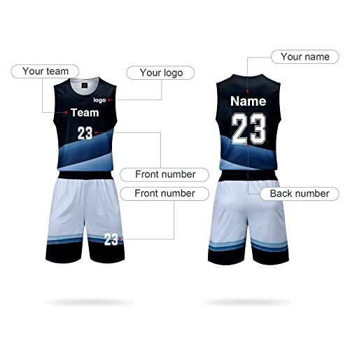 LAIFU Custom Basketball Jerseys Kit - Customizable Name Number Team Logo - Basketball Team Uniforms for Men Women Youth Kids - 2