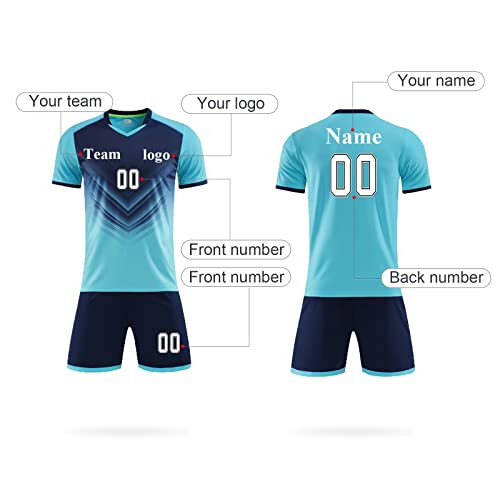 LAIFU Personalized Soccer Jersey Short Kids Adults with Name Number Team and Logo Custom Shirt Men Women Soccer Shin Pads - 3