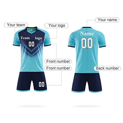 LAIFU Personalized Soccer Jersey Short Kids Adults with Name Number Team and Logo Custom Shirt Men Women Soccer Shin Pads - 3