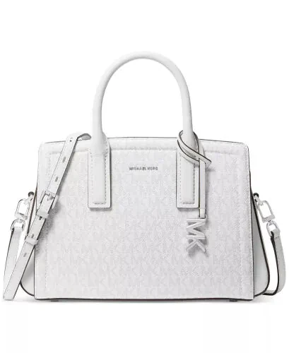 Laila Small Signature Logo Satchel-Optic White/ Allum - Modazone