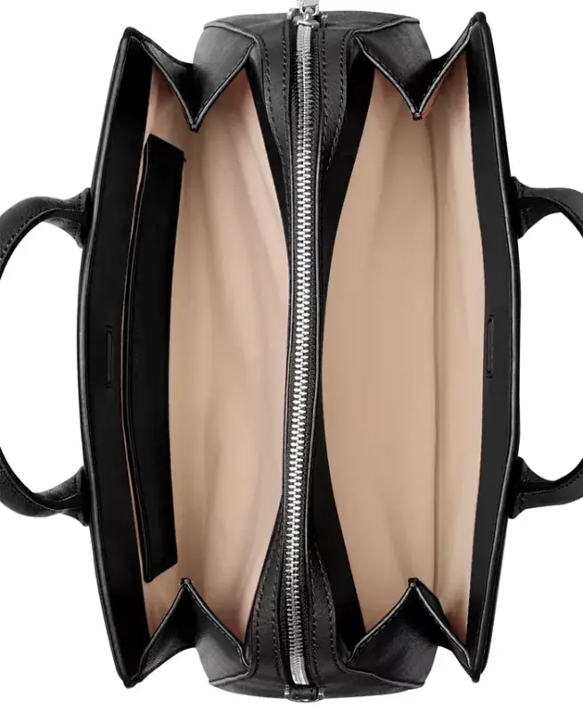 Laila Medium Leather Crossbody Satchel-Black - 3