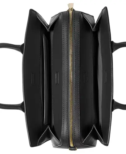 Laila Medium Leather Crossbody Satchel-Black/Gold - 3