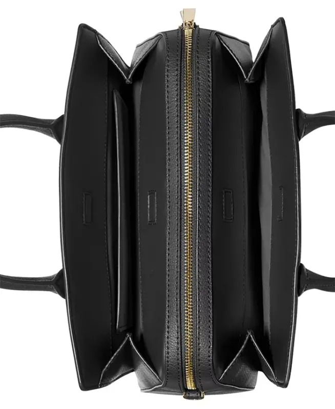 Laila Medium Leather Crossbody Satchel-Black/Gold - 3