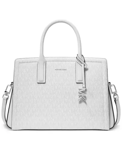 Laila Medium Leather Crossbody Satchel-Optic White/allum - 4