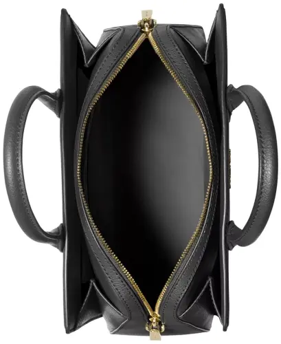 Laila oʻrta charm crossbody sumkasi - Qora/Oltin - 4