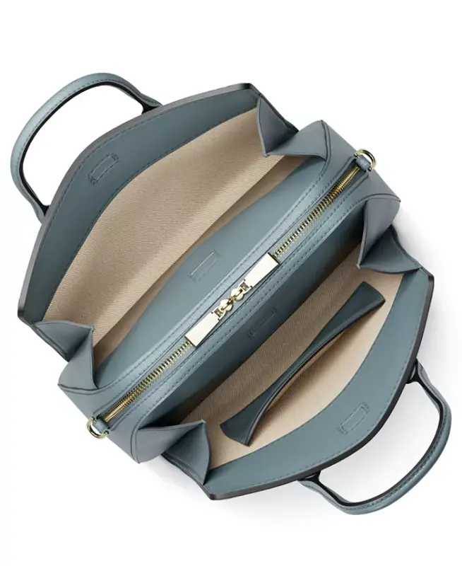 Laila Small Signature Logo Satchel Bag - Chambray/Gold - 2