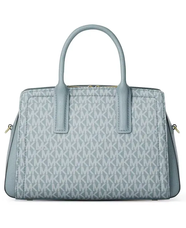 Michael Kors Laila Small Signature Logo Satchel Handbag - Chambray/Gold - 4