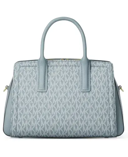 Michael Kors Laila Small Signature Logo Satchel Handbag - Chambray/Gold - 4