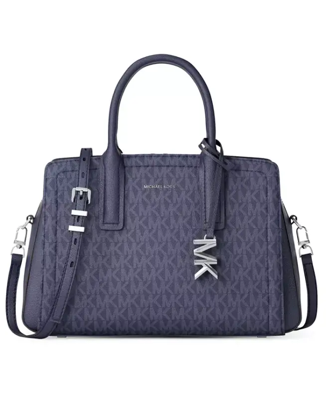 Laila Small Signature Logo Satchel Bag - Dress Blues - MICHAEL KORS