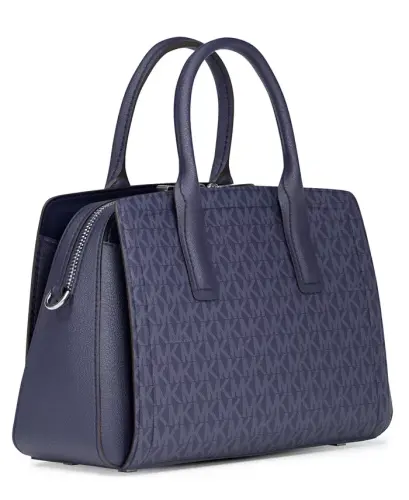 Laila Small Signature Logo Satchel Bag - Dress Blues - 3