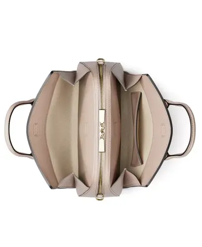 Laila Small Signature Logo Satchel Handbag - Vanilla/Soft Pink - 4