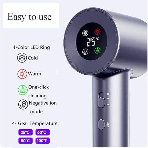 LAILISI LIALISI tomonidan ishlab chiqarilgan soch fen mashinasi, 360° nozul, 3 ta issiqlik sozlamasi, 110 000 RPM motor, oq - 3