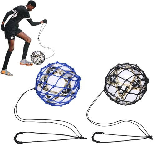 LAKE OF FIRE 2PCS Soccer Ball Kick Trainer for Kids Teenagers Adults, Football Kick Throw Solo Practice Training Aid Control Equipment Fits Ball Size 3, 4, 5 - 1