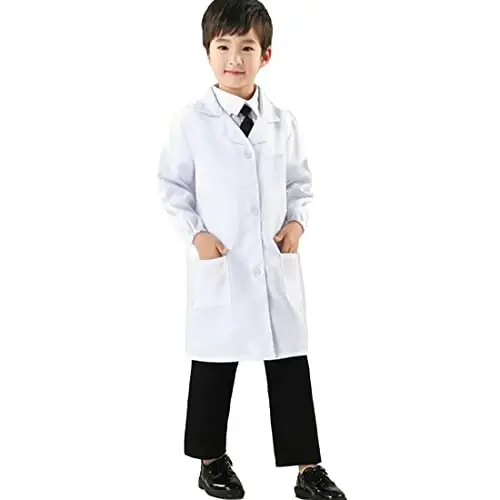 LALMISRL White Lab Coat for Kids Doctor Scientist Dress Up Costume for Boy Girls - Halloween Christmas Set - 1