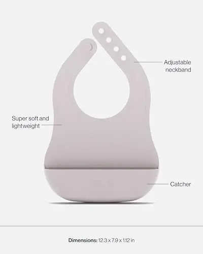 Lalo First Bites Silicone Baby Feeding Set - Baby Led Weaning Supplies - Non-Toxic Silicone - Includes 1 Bib, 2 Spoons, Training Cup, Suction Plate and Bowl - 6 Pieces - Lavender - 6