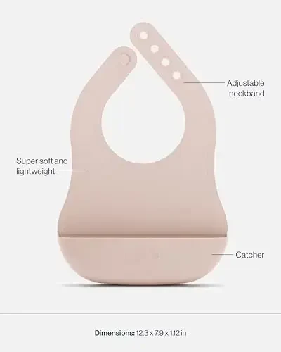 Lalo First Bites Starting Solids Silicone Baby Feeding Set with Suction Bowl, 2 Spoons and 1 Bib - 4-Piece Baby-Led Weaning Supplies - Non-Toxic Silicone Infant Tableware - Grapefruit - 5