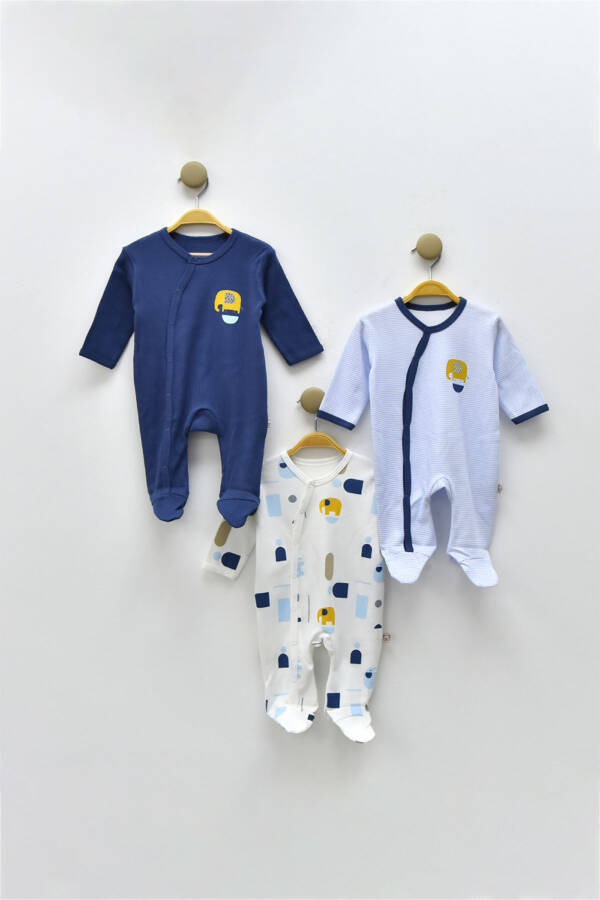 Lamb Pattern 0-3 Month 3-Piece Baby Romper Set - 1